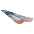 Top view of Nordica 2027 Santa Ana 97 Ski for Women with salmon, turquoise, and navy topsheet.