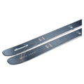 Tail view of Nordica 2027 Santa Ana 97 Ski for Women with salmon, turquoise, and navy topsheet.
