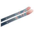 Tip view of Nordica 2027 Santa Ana 97 Ski for Women with salmon, turquoise, and navy topsheet.