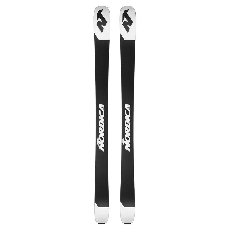 Base view of the Nordica 2027 Santa Ana 92 Ski for Women, featuring a black base, white tips and tails and contrast branding