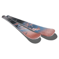 Top view of Nordica 2027 Santa Ana 87 Ski for Women with mountain landscape graphic in blue, white, and red over black base.