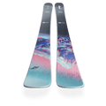 Top view of Nordica 2027 Santa Ana 82 Ski for Women with mountain landscape graphic in blue, pink, and white over black base