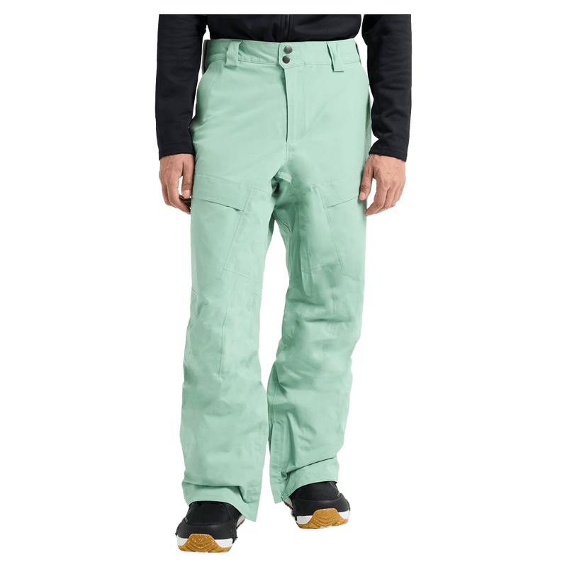 Front cropped view of a man wearing the Burton AK Swash Gore-Tex 2L Snowboard Pants in soft sage