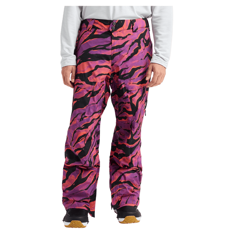 Front cropped view of a man wearing the Burton AK Swash Gore-Tex 2L Snowboard Pants in slash multi