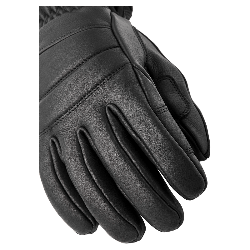 Black Hestra Leather Fall Line 5 Finger Glove for women with outseams and padded knuckles in colour Black