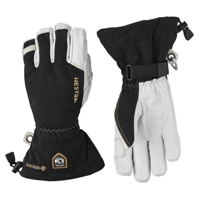 Hestra Army Leather Gore-Tex 5 Finger Glove in colour Black/White.