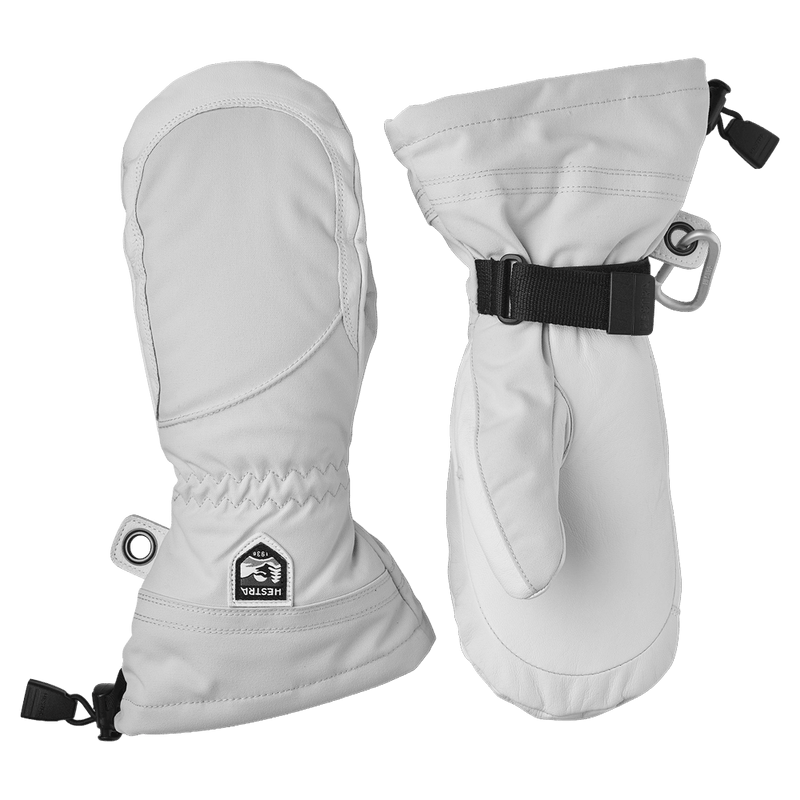 Hestra Heli Ski Mitt - Womens in colour Pale Grey/Off White.