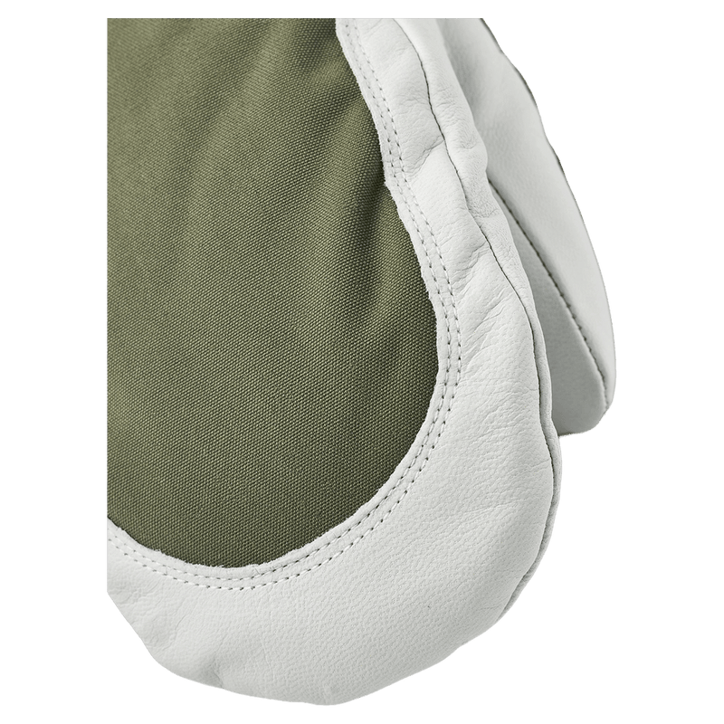 View of Hestra Heli Ski Mitt - Womens in colour Olive & Off White.