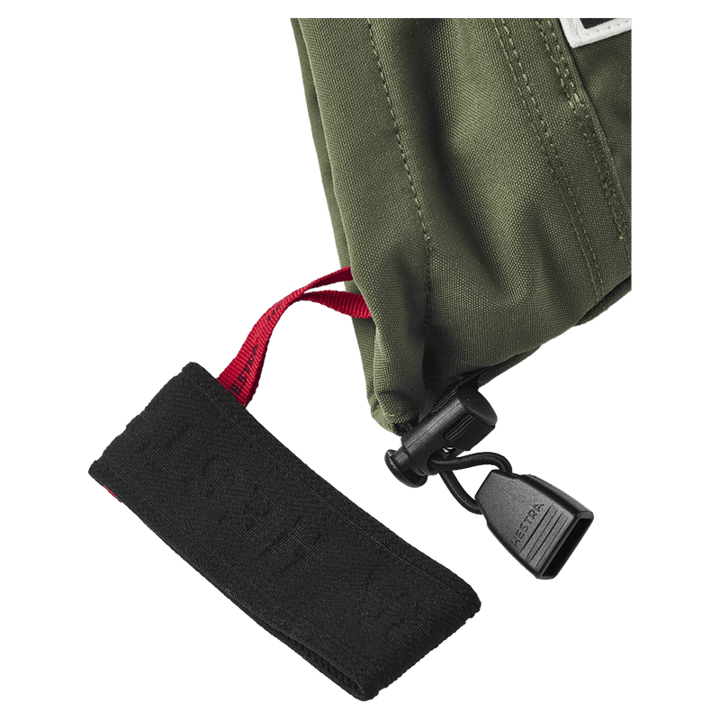 View of Hestra Heli Ski Mitt - Womens in colour Olive & Off White.