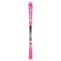 Vertical view of a pink Head WC Rebels e-Race Pro RP ski with white lettering and a black binding plate.