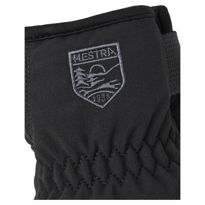 View of Youth Hestra Ferox Primaloft Mitt Logo in colour Black.