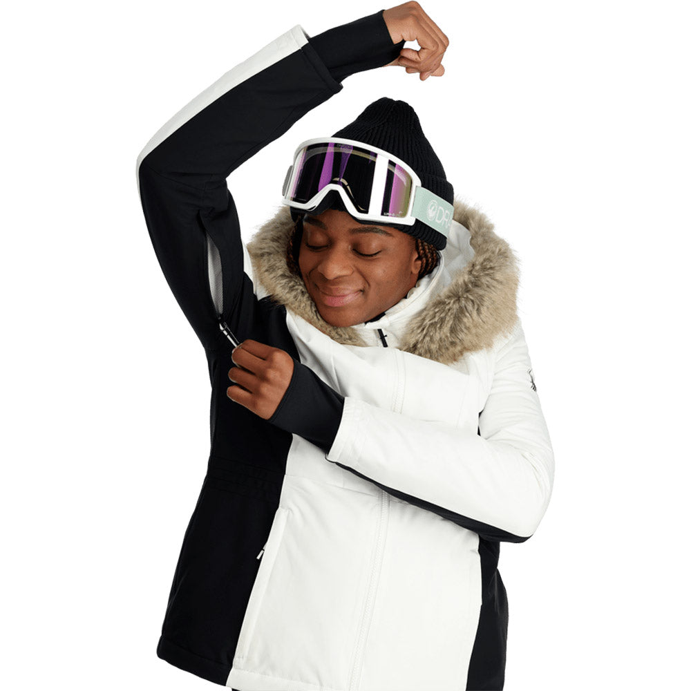 Womens white ski jacket with fur hood new arrivals