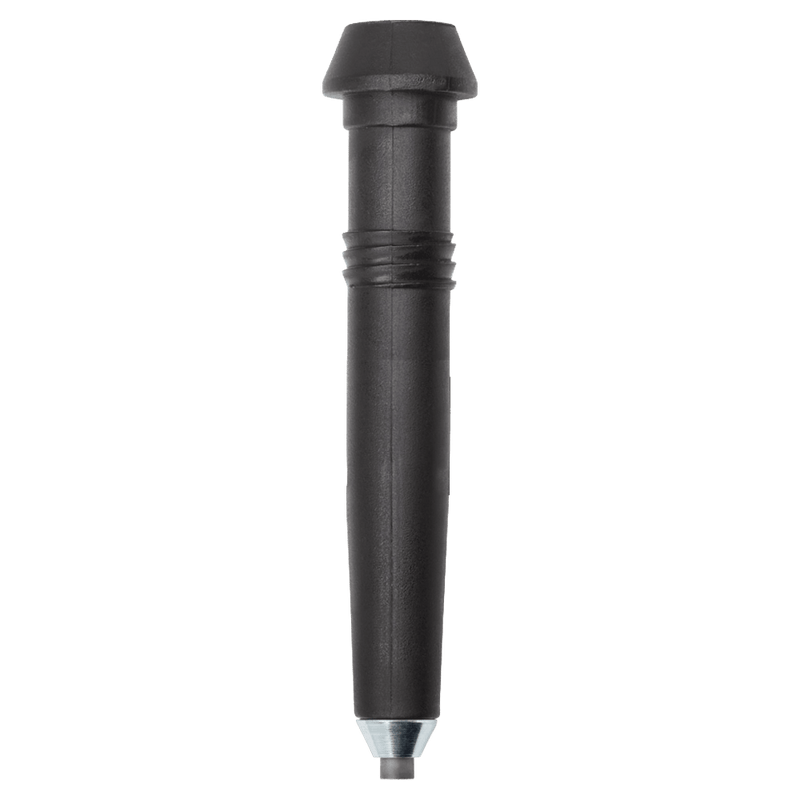 Black Leki Flex Pole Tip Long with a flared top, ridged center, and silver metal point.