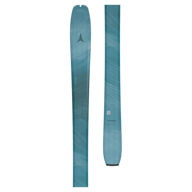 Tip and tail view of the Atomic 2027 Backland 85 Ski - Womens in Blue