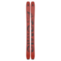 Base view of the Atomic 2027 Backland 102 Ski in Black featuring burnt red base with washed black branding