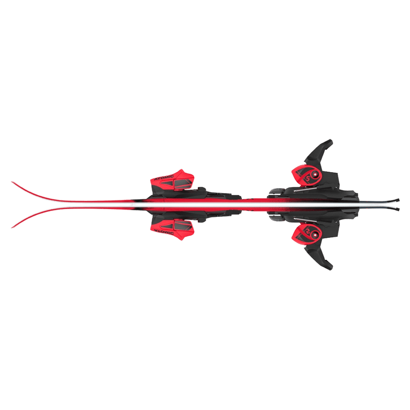 Side view of the Atomic 2026 Maverick Jr Ski (70-90) w/ Binding - Kids in Metallic Red