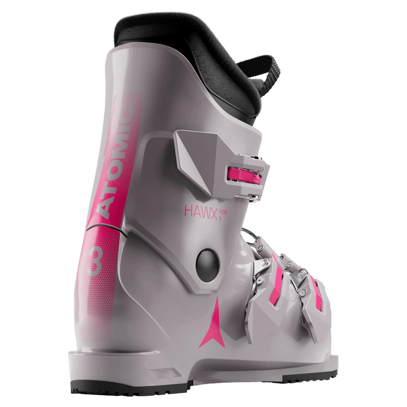 Rear view of the Atomic Hawx 3 Ski Boots - Kids in Dust Pink