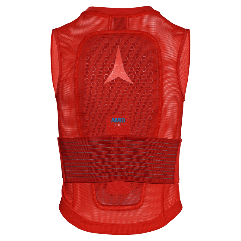 Rear view of the Atomic Live Shield AMID Lite Vest - Kids in Red