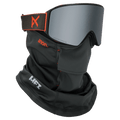 Face mask view of the Anon M4 Cylindrical Goggles in Fiesta Red, Perceive Sunny Onyx lens, unisex model