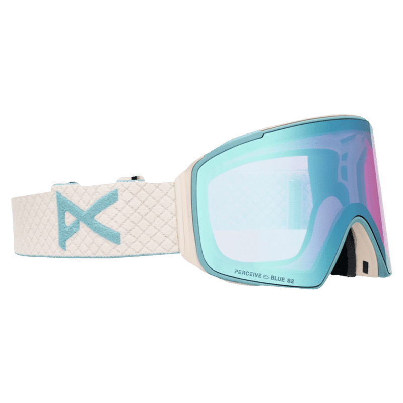 Main view of the Anon M4S Cylindrical Goggles in Oat, Perceive Variable Blue lens, unisex model