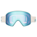 Front view of the Anon M4S Cylindrical Goggles in Oat, Perceive Variable Blue lens, unisex model