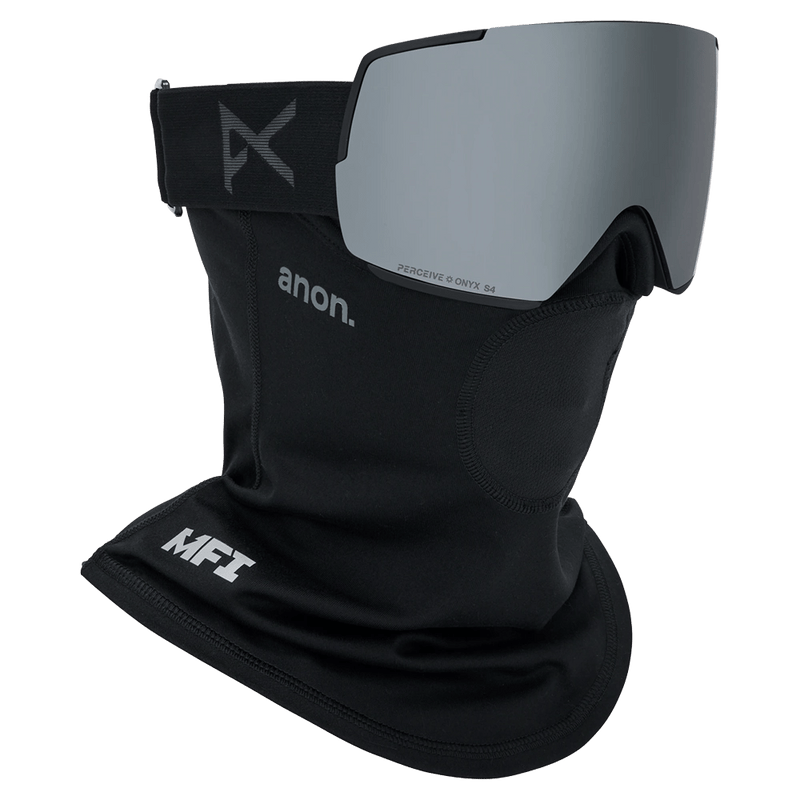 Face mask view of the Anon M5 Toric Low Bride Goggles in Smoke, Perceive Sun Onyx lens, unisex model