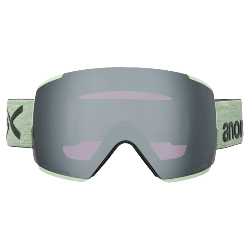 Front view of the Anon M5 Toric Goggles in Soft Sage, Perceive Sun Onyx lens, unisex model