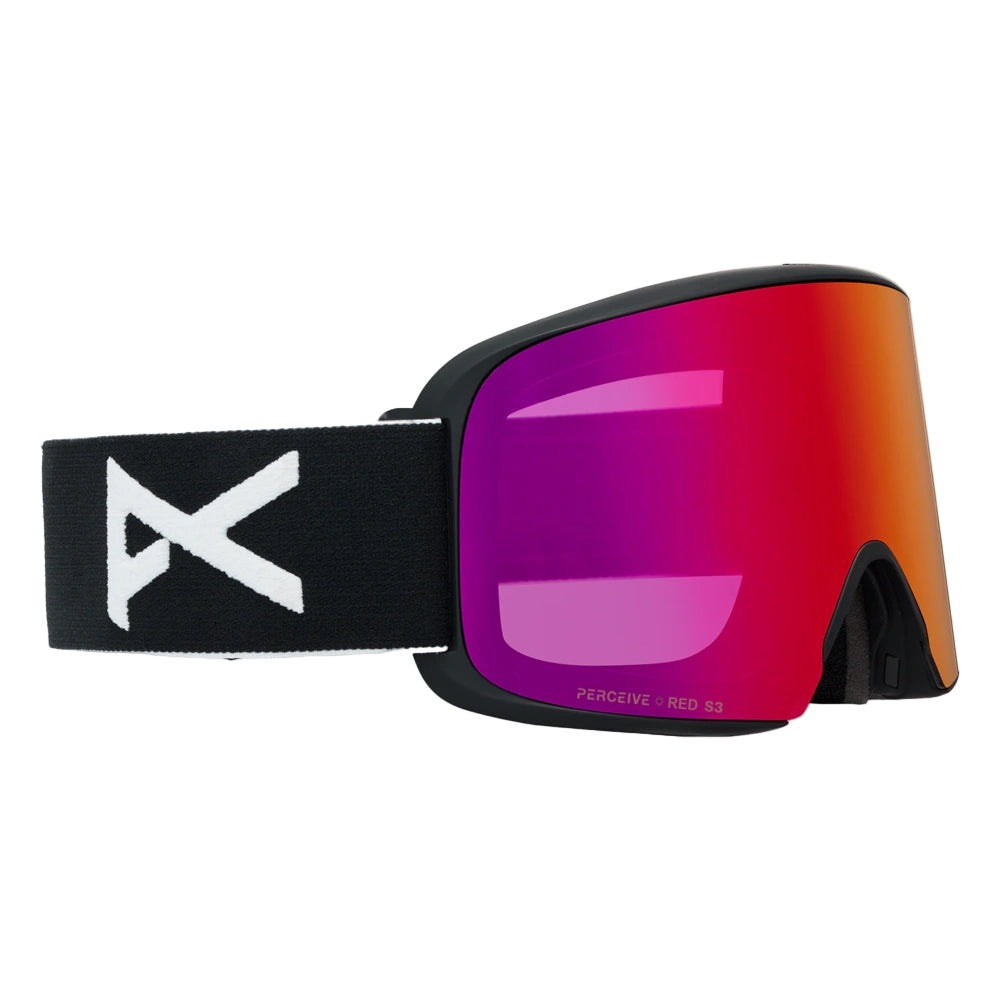 side view of Anon Goggles M6 Serie in Black with Percive Sunny Red