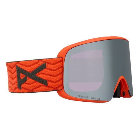 side view of Anon Goggles M6 Serie in Fiesta Red with Percive Sunny Onyx