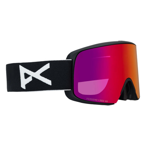 side view of Anon Goggle M6 small Serie in Black with Percive Sunny Red lens