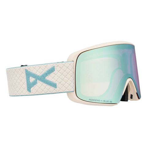 side view of Anon Goggle M6 small Serie in Oat with Percive Variable blue lens