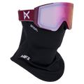 Face mask view of the Anon Sync LB Goggles in Deep Cherry, Perceive Cloudy Pink lens, unisex model
