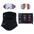 Accessories view of the Anon Sync LB Goggles in Deep Cherry, Perceive Cloudy Pink lens, unisex model