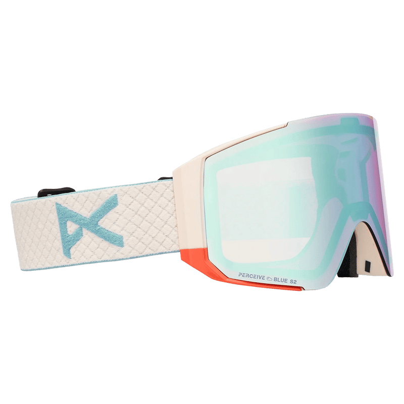 Main view of the Anon Sync Goggles in Oat, Perceive Variable Blue lens, unisex model