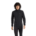 Cropped front view of a man wearing the Arcteryx Rho LT Zip Neck in Black