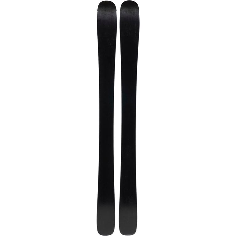 2027 Armada Tantrum 84 kids freestyle skis showing solid black bases and twin tip shape from a bottom view.