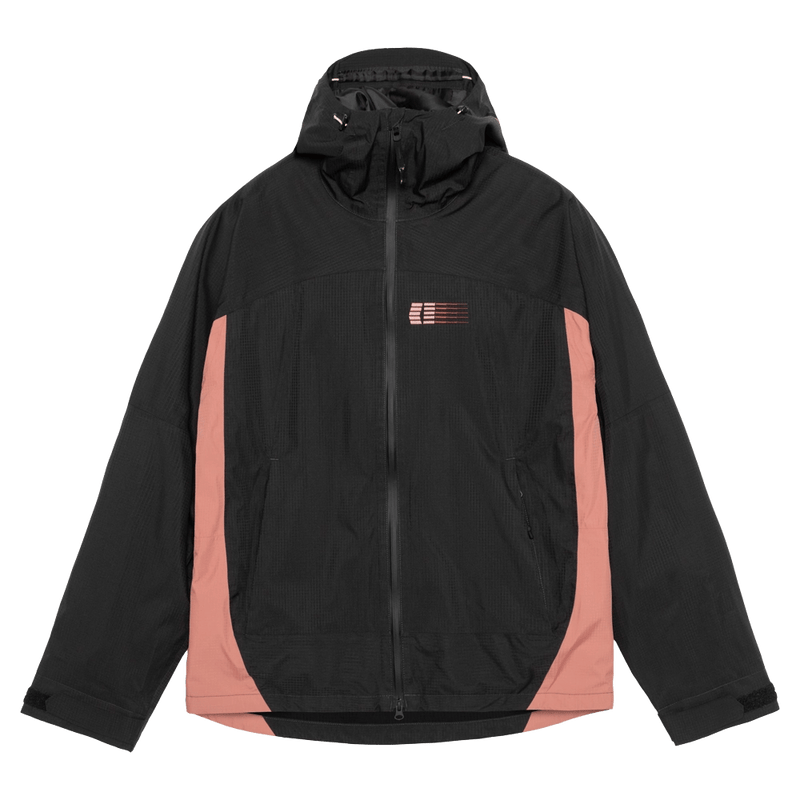Main view of the Armade Ansel 2L Shell Jacket in Black and Faded Rose colourway, unisex's model