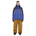 Full-body view of the Armade Ansel 2L Shell Jacket in Dazzler, Navy and Golden Brown colourway, unisex's model
