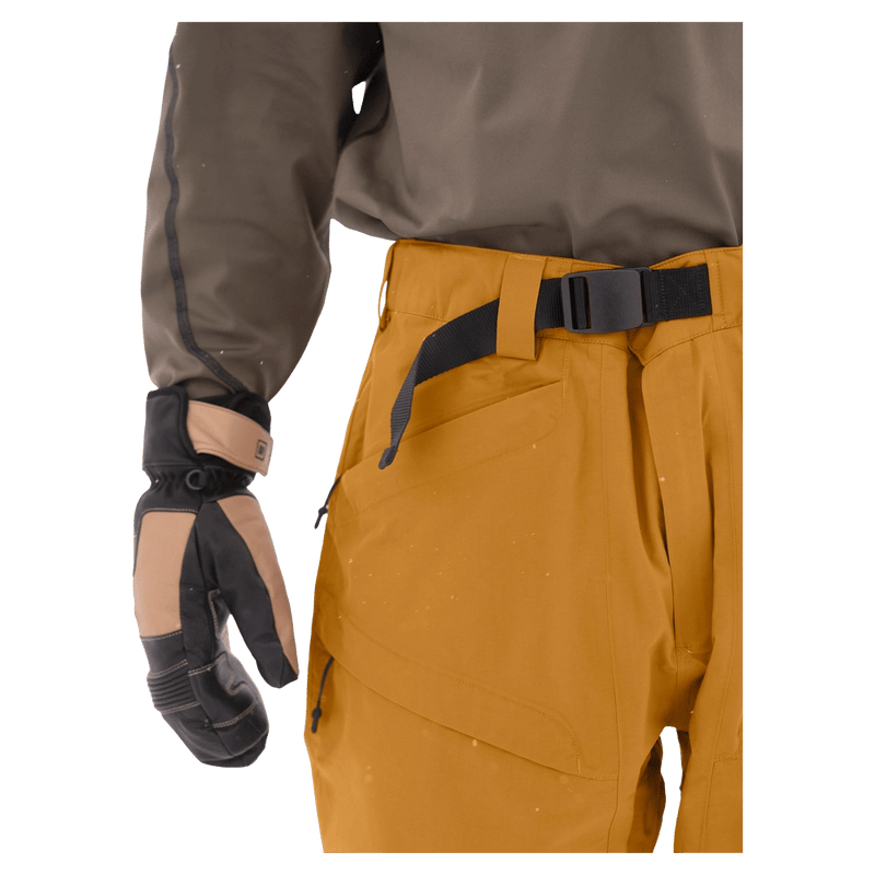 Waist view of the Armada Atalantis 2L Pants in Golden Brown colourway, unisex's model