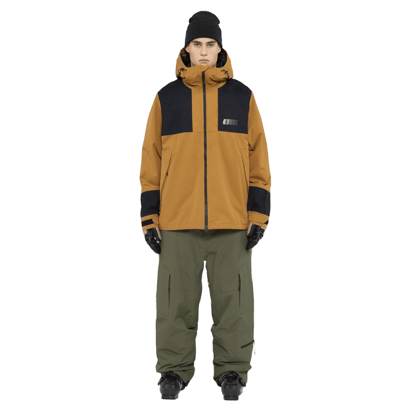Full-body view of the Armada Bargs 2L Insulated Jacket in Dazzler colourway, unisex's model