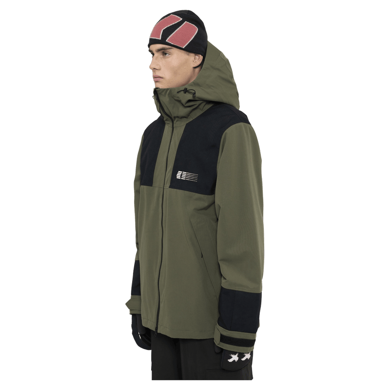 Side view of the Armada Bargs 2L Insulated Jacket in Olive colourway, unisex's model