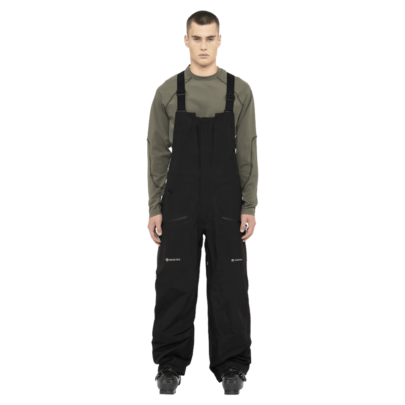 Front view of the Armada Coveted 3L Bib in Black colourway, men's model