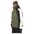 Side view of the Armada Gansett 2L Insulated Jacket in olive, black and cream colourway, unisex's model