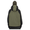 Back view of the Armada Gansett 2L Insulated Jacket in olive, black and cream colourway, unisex's model