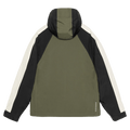 Back view of the Armada Gansett 2L Insulated Jacket in olive, black and cream colourway, unisex's model