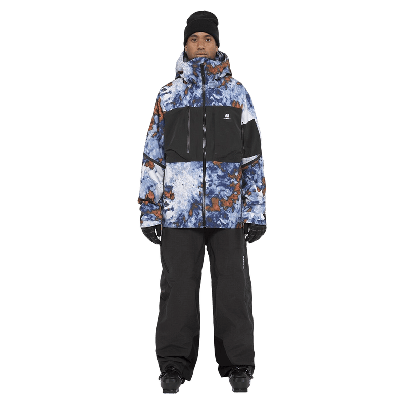 Full-body view of the Armada Grands 3L Jacket in acid house and black colourway, men's model