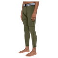 Side view of the Armada Hoopler Baselayer Bottom in Olive colourway, unisex's model