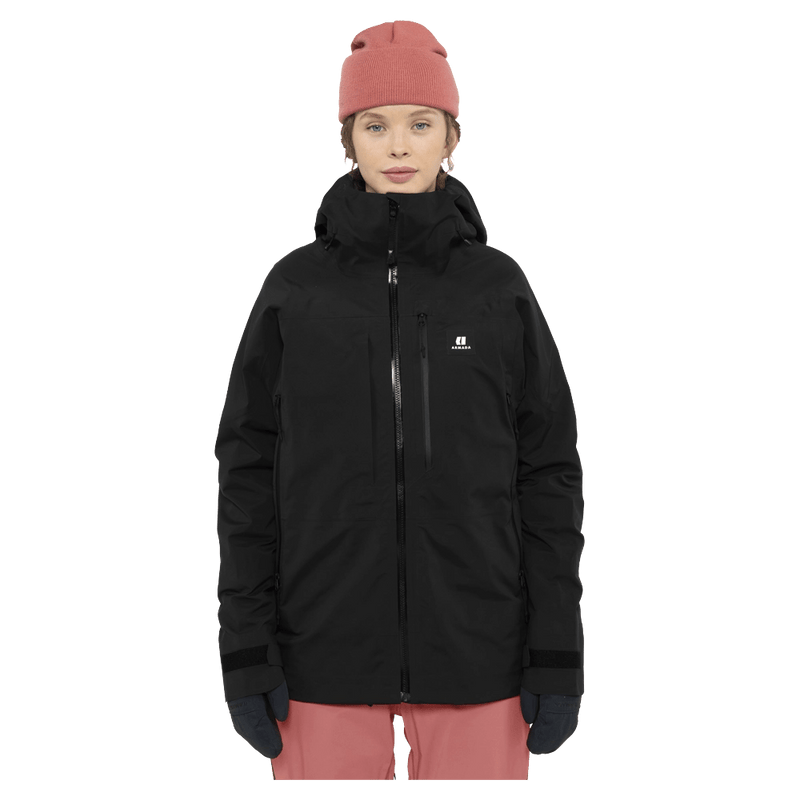 Front view of the Armada Pavara 3L Jacket in Black colourway, women's model