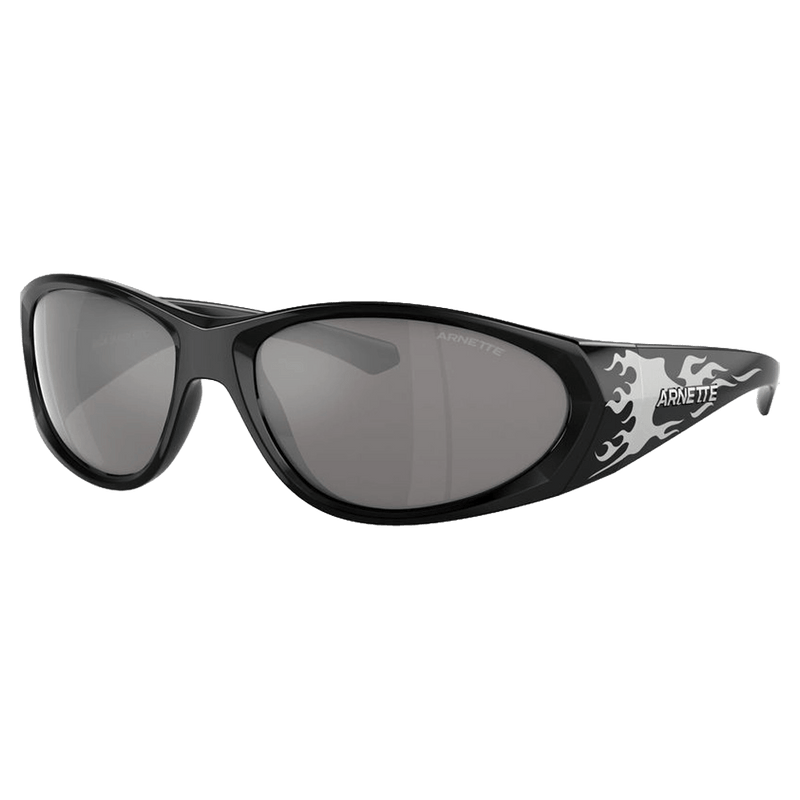 Main view of the Arnette Ilum 2.0 Sunglasses in Black Silver Flames, Light Grey Mirror lens, unisex model