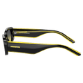 Side view of the Arnette Little Sunglasses in Black Fifty, Yellow lens, unisex model